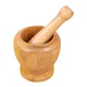 Wood Mortar Pestle Set Washable Portable Herbs Grinder Smooth Surface Garlic Pounder Garlic Mixing