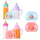 Doll Magic Milk Juice Bottles with Pacifier Bibs fit Newborn Dolls Plastic Nipple Bottle Dollhouse