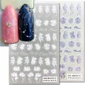 3d Nail Art Decals New Ultrathin Clear White Purple Petals Flowers Adhesive Sliders Nail Stickers