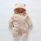 Lamb hair cartoon bear embroidered baby jumpsuit winter new girl baby long sleeved crawling suit