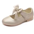 Scarpe da sposa per bambini oro rosa bianco ragazza scarpe in pelle con fiocco primavera autunno