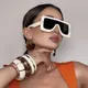 2024 Fashion New Large Frame Connected Glasses Avant-Garde Female Sunglasses Trendy Cyberpunk UV