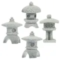 4 Pcs Gazebo Chinese Lanterns Mini Pagoda Model Decoration Stone Miniature Statue Sandstone House