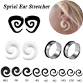 1Pair Black Triangle Acrylic Spiral Ear Stretching Taper Piercing Round Ear Expander Plugs Body