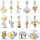 Silver Plated Fit Original Pandora Charms Yellow Series Sunflower Charm Pendant Dangle Beads