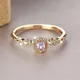 Simple Fashion Crystal Round Stone Ring White Zircon Small Square Engagement Rings For Women Vintage