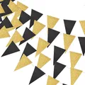 Birthday Wedding Graduation Party Black Gold Triangle Flag Party Background Banner Decoration