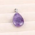 2Pcs Natural Stone Water Drop Shape Amethysts/Golden Swan Stone Pendant For DIY Women Men Necklace