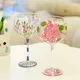 Pink Purple Crystal Glass Hand-Painted Floral Goblet Red Wine Glass Chinese Antique Wine Glass