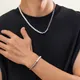 PuRui Hip Hop Imitation Pearl CCB Beaded Necklace Bracelet Set for Men Link Chain Splicing Choker