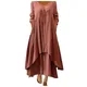 2023 Women Summer Linen O-neck Double Layer Buttoned Loog Asymmetric Maxi Dresses Elegant Vintage