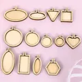 5PcsMini Wood Embroidery Hoop Pendant Embroidery Tight Necklace Wooden Embroidery Frame Cross-stitch