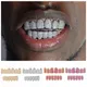 Hip Hop Cubic Zirconia Teeth Grillz Set Gold Silver Color Teeth Grills Iced Out Top&Bottom Dental