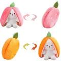 18cm Creative Funny Doll Carrot Rabbit Plush Toy Stuffed Soft Bunny Hiding in Strawberry Bag Toys