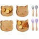 Children Small Snack Plate Dinnerware Kids Dishes Baby Wooden Feeding Plate Food Tableware Bear Food