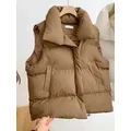 ITOOLIN Women Casual Loose Thicken Jacket Coat Mock Neck Zipper Up Solid Warm Vest Coat Puffer