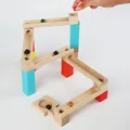 Wooden Marble Run Construction 6-layer Slide Rolling Track Ball Toy Colorful Building Interactive
