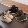 Child Fashion Boots Kid Sneakers Shoe Autumn Boy Anti Slip PU Leather Martin Boot Side Zipper Solid