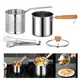 Stainless Steel Deep Fryer Pot Milk Warmer Pot Portable Cooking Pot Frying Basket Soup Pot for