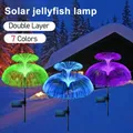 Double Jellyfish Solar Light 7 Gradient Colors Solar Garden Light LED Fiber Optic Lamp Outdoor