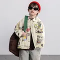 Children Clothing Boys Casual Simple Jacket 2024 New Fashionable Long Sleeve Full Printed Handsome