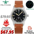 Militado D12 Quartz Movement Watch Men 36mm Domed Sapphire Crystal Wristwatch 100m Water Resistance