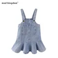 Mudkingdom Little Girls Dresses Denim Overalls Loose Girl Skirtall Jumper Plain Pinafore Mini Dress