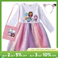 Cartoon Gabby Cats Baby Girl Dresses Kids Gabby's Doll House Clothes Cosplay Costume Children Fly