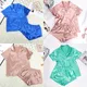Solid Color Satin Pajamas With Shorts Sleepwear Suit Silk Pyjama For Women Short Sleeve Casual