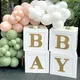4Pcs Baby Shower Boxes Party Decoration Gold Letters White BABY Balloons Boxes Blocks for Birthday