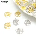 10pcs Tree Of Life Moon Crystals Charms Trendy Rhinestones Metal Pendant for Necklaces Bracelets