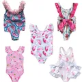 Baby Girls Swimwears Summer Bikini Set Sun Protection Kids Cute Floral Toddler Learn Swimming Suits