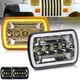 7x6 5x7 H4 Led Headlights H6054 H5054 6052 6053 White/Amber Halo For Jeep XJ YJ Ford Bronco GMC