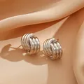 Tiny Metal Stud Earrings for Women Gold Color Twist Round Earrings Small Unusual Earrings boucles