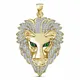 New Trendy Animal Lion Head Rhinestone Pendant Necklace for Men Austrian Crystal Green Jade Inlaid