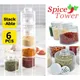 6Pcs/Set Spice Jar Pepper Shaker Box Spice Tower Herb & Spice Tools Transparent Seasoning Cans