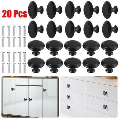 20Pcs Round Door Knobs Cabinet Handles Cupboard Drawer Kitchen Bathroom Fashion Furniture Hardware Accessories