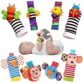 4PCS/SET Baby Rattle Toys Cute Stuffed Animals Wrist Rattle Foot Finder Socks 0~12 Months For Infant