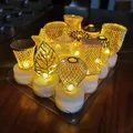 Flickering Flameless LED Candles Tealight Night Lights Lamp Gold Iron LED Electronic Candle Lamp for