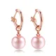 MxGxFam Red / Pink Round Pearl Drop Earrings Jewelry For Women Rose Gold color Lead and Nickel