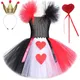 Alice Red Queen of Hearts Costumes for Girls Carnival Halloween Tutu Dress for Kids Christmas