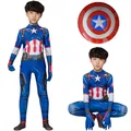 Captain America Costume Kids Superhero Captain America Cosplay Costume Jumpsuit Shield Adult Zenti
