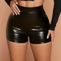 2024 Sexy Nightclub pantaloncini in pelle donna vita alta aderente Push Up nero Short Joggers sport