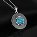 Natural Turquoise Pendants Necklace Sterling Silver 925 Necklace Stone Vintage Fine Jewelry for