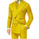 Abiti da uomo gialli 2 pezzi Set Moda Nuovi uomini Casual Boutique Business Formale Matrimonio Abito da sposo Cappotto Giacca sportiva Pantaloni 2024