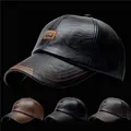 Baseball Cap Casual Fashion Hat Autumn And Winter Thin Plus Velvet Cap Leather Baseball Cap For Men