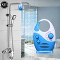 Waterproof Portable FM AM Radio Shower Music Hanging Radio Suit Bathroom Bath Cabin Black Powerful