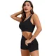 Women's Seamless Workout Outfits Cross Back Bra And High Waist Butt Lift Shorts Yoga Sets Solid