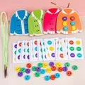 1 Bag Children Early Education Clothes Threading Button Game Life Skill Teaching Aids Sewing Button
