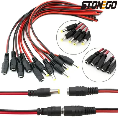 10/20/50Pcs 5.5 X 2.1mm Male Female Plug 12V Dc Power Pigtail Cable Jack for Cctv Camera Connector